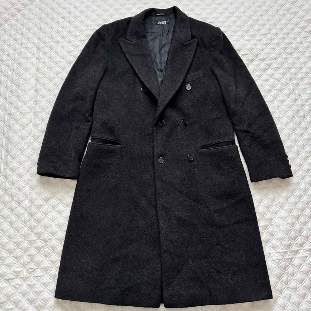 American Male Charcoal Gray Long Wool Cashmere Overcoat Sz L 42
